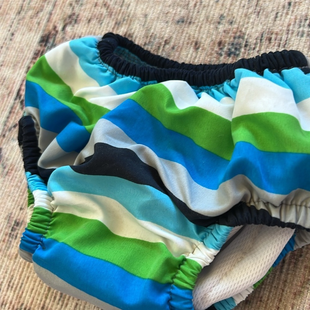 i play. Blue and Green Diaper Cover with Wave Pattern - Picture 2 of 3